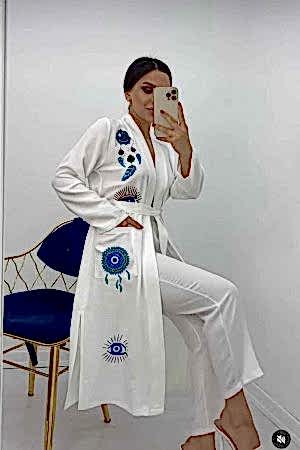 171393 TOPTAN BEYAZ KİMONO