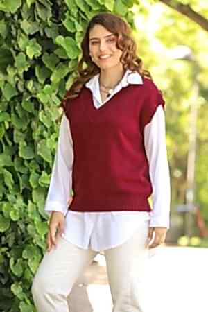 174778 TOPTAN BORDO SÜVETER