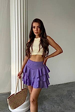 182615 TOPTAN LİLA ŞORT ETEK