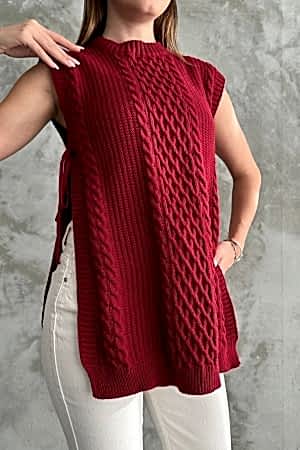 218227 TOPTAN BORDO SÜVETER
