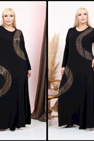 SİYAH VİSKON KUMAŞ ELBİSE 186142